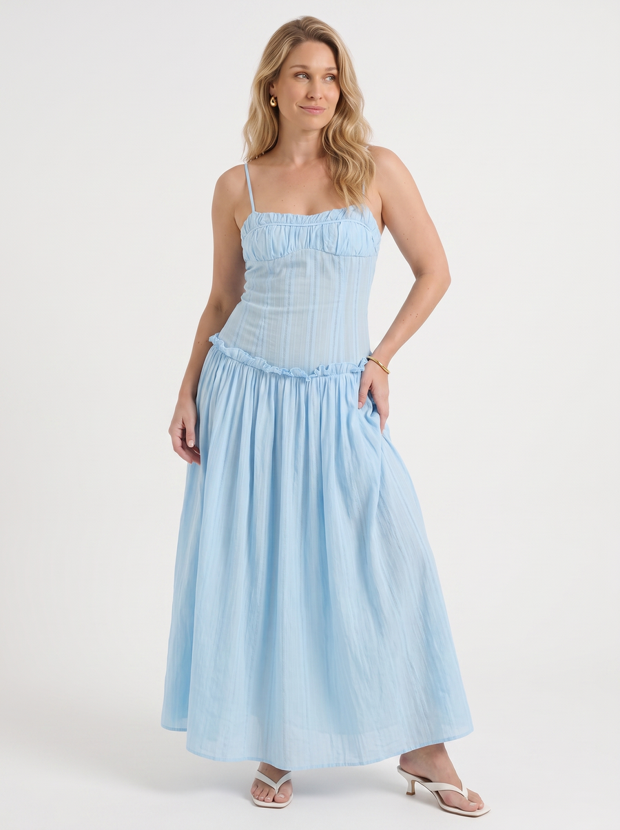 Elena Ruched Bodice Spaghetti Strap Maxi Dress