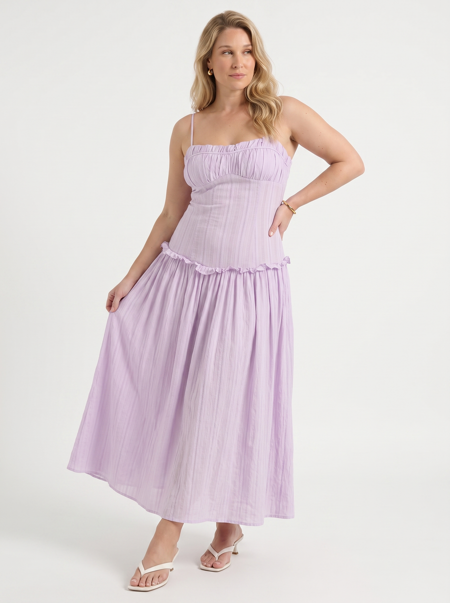 Elena Ruched Bodice Spaghetti Strap Maxi Dress
