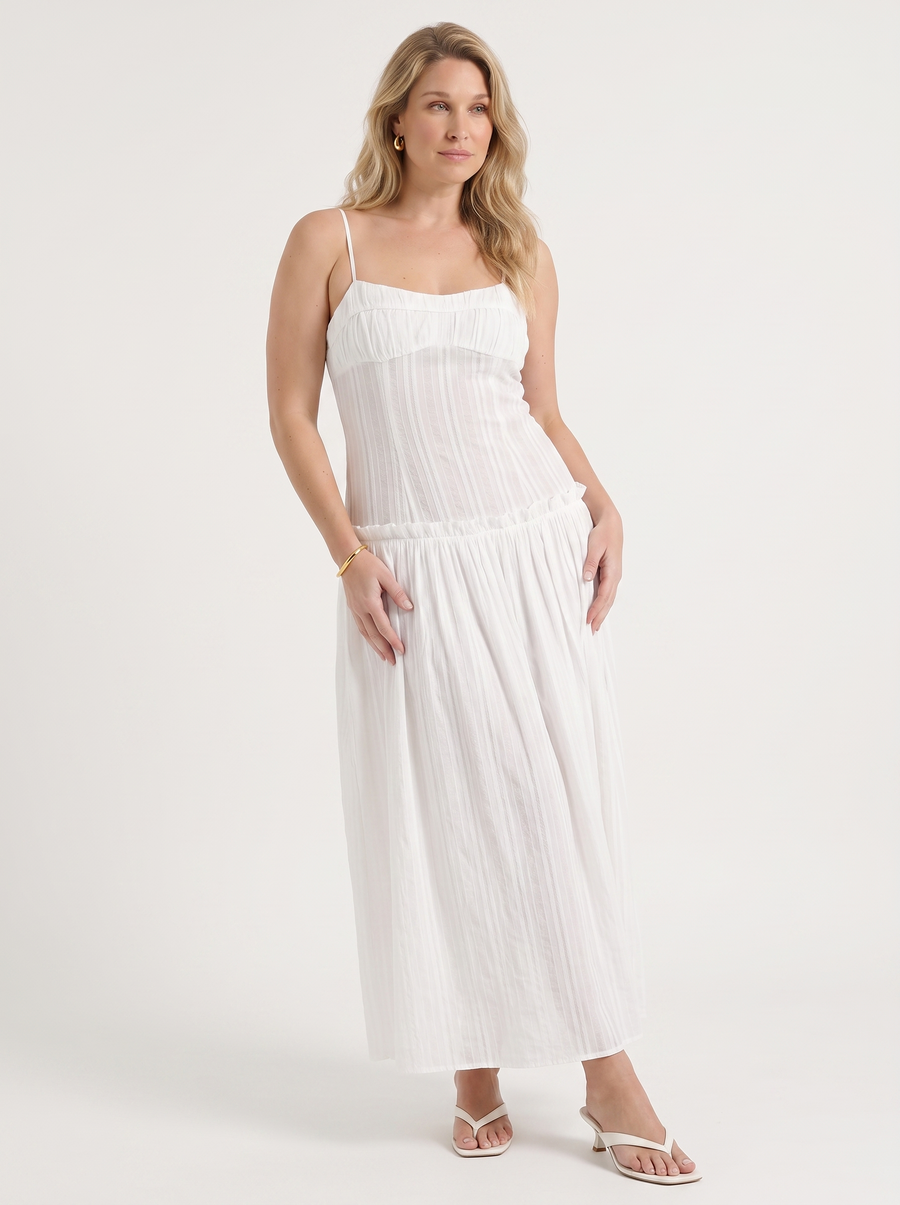 Elena Ruched Bodice Spaghetti Strap Maxi Dress