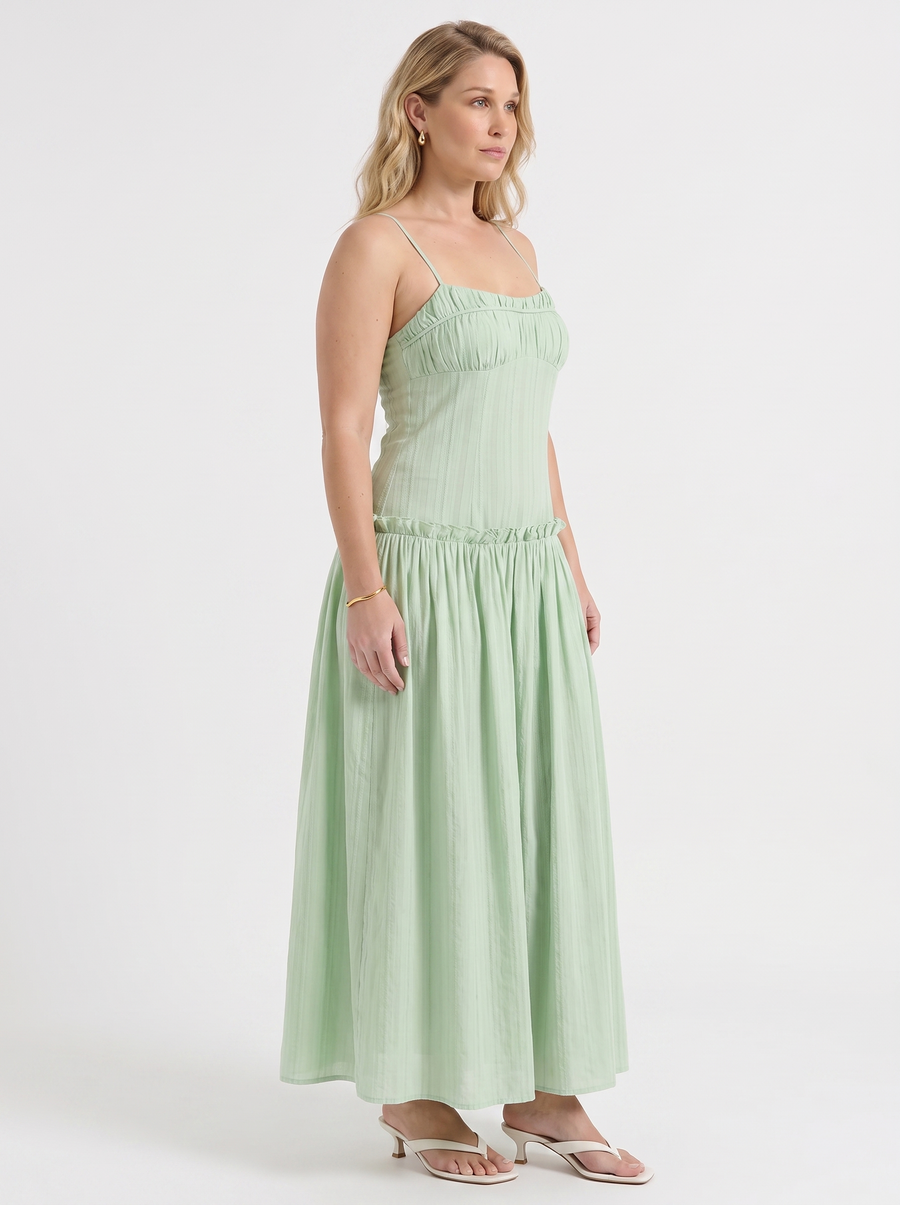 Elena Ruched Bodice Spaghetti Strap Maxi Dress
