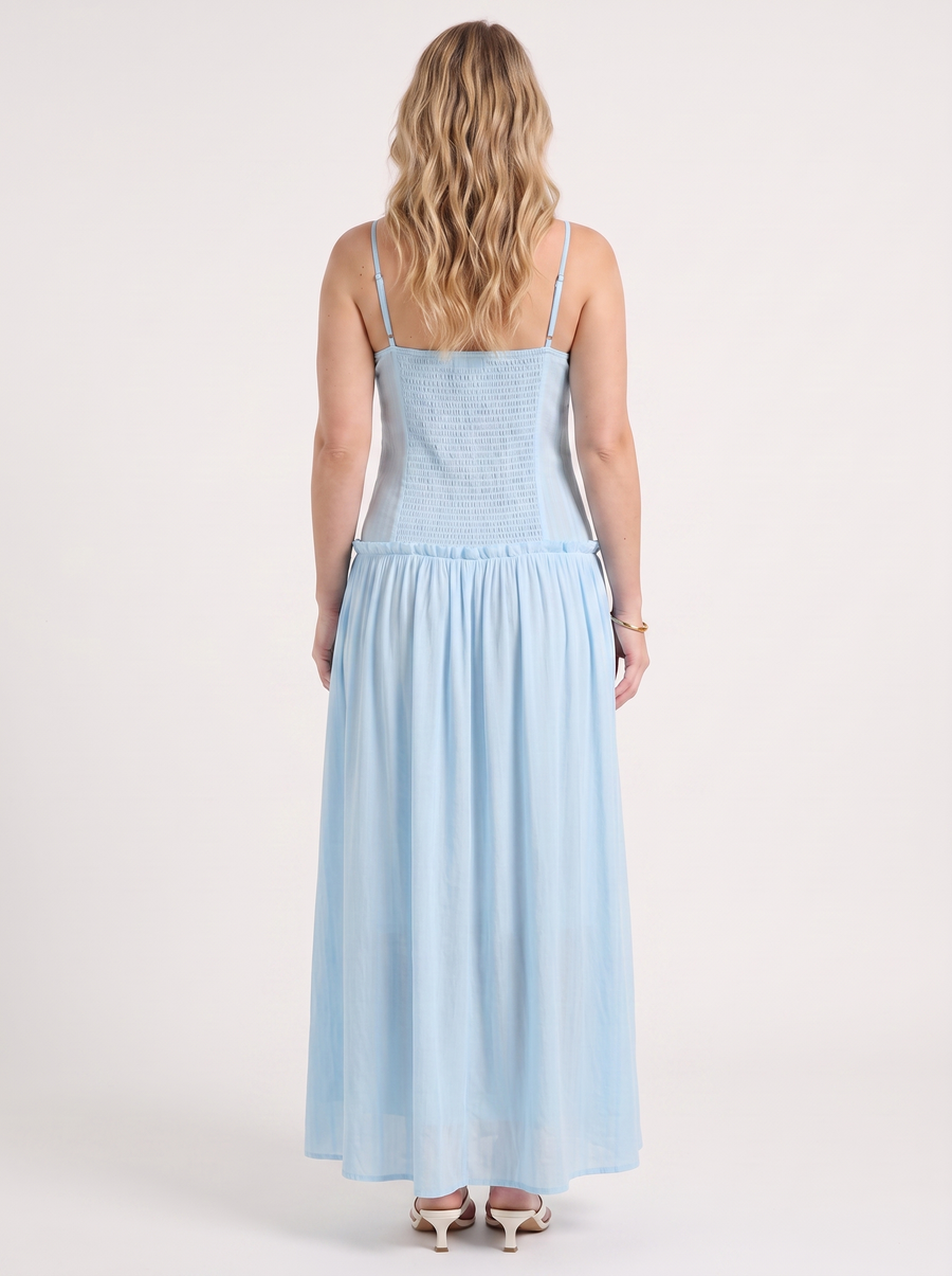 Elena Ruched Bodice Spaghetti Strap Maxi Dress