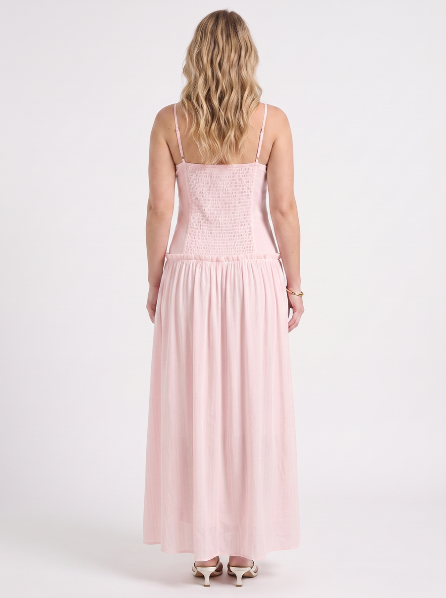 Elena Ruched Bodice Spaghetti Strap Maxi Dress