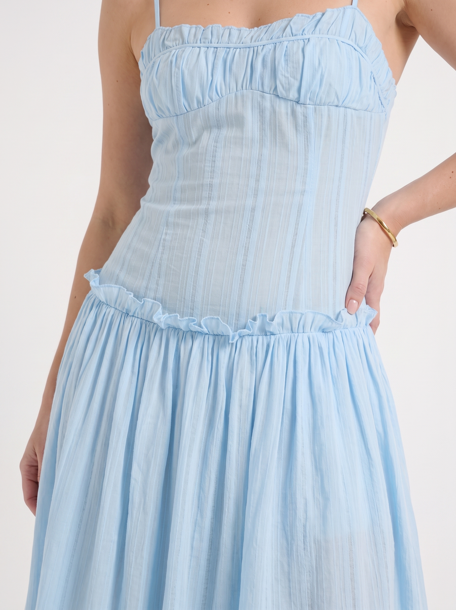 Elena Ruched Bodice Spaghetti Strap Maxi Dress