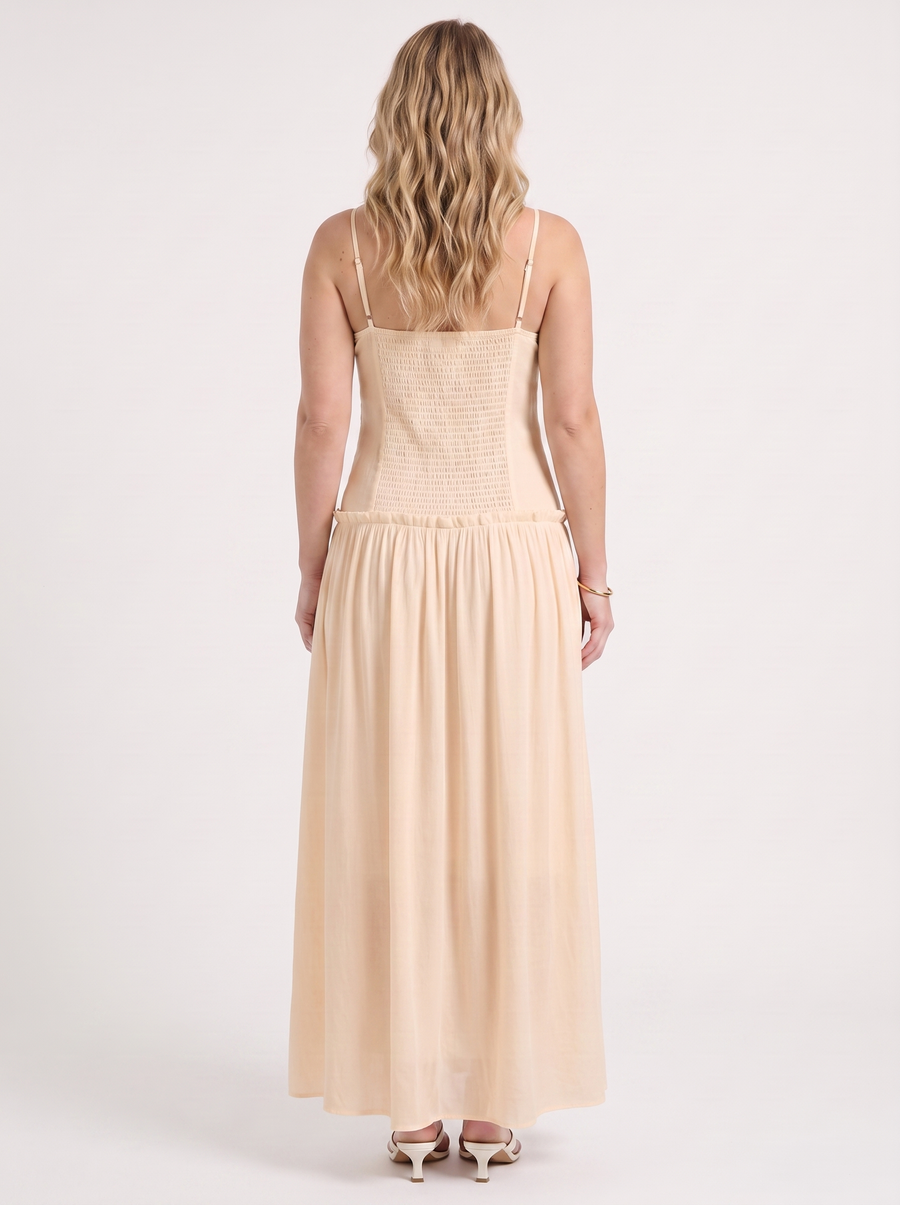Elena Ruched Bodice Spaghetti Strap Maxi Dress