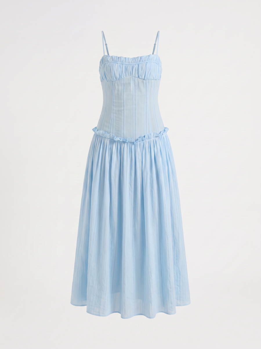 Elena Ruched Bodice Spaghetti Strap Maxi Dress