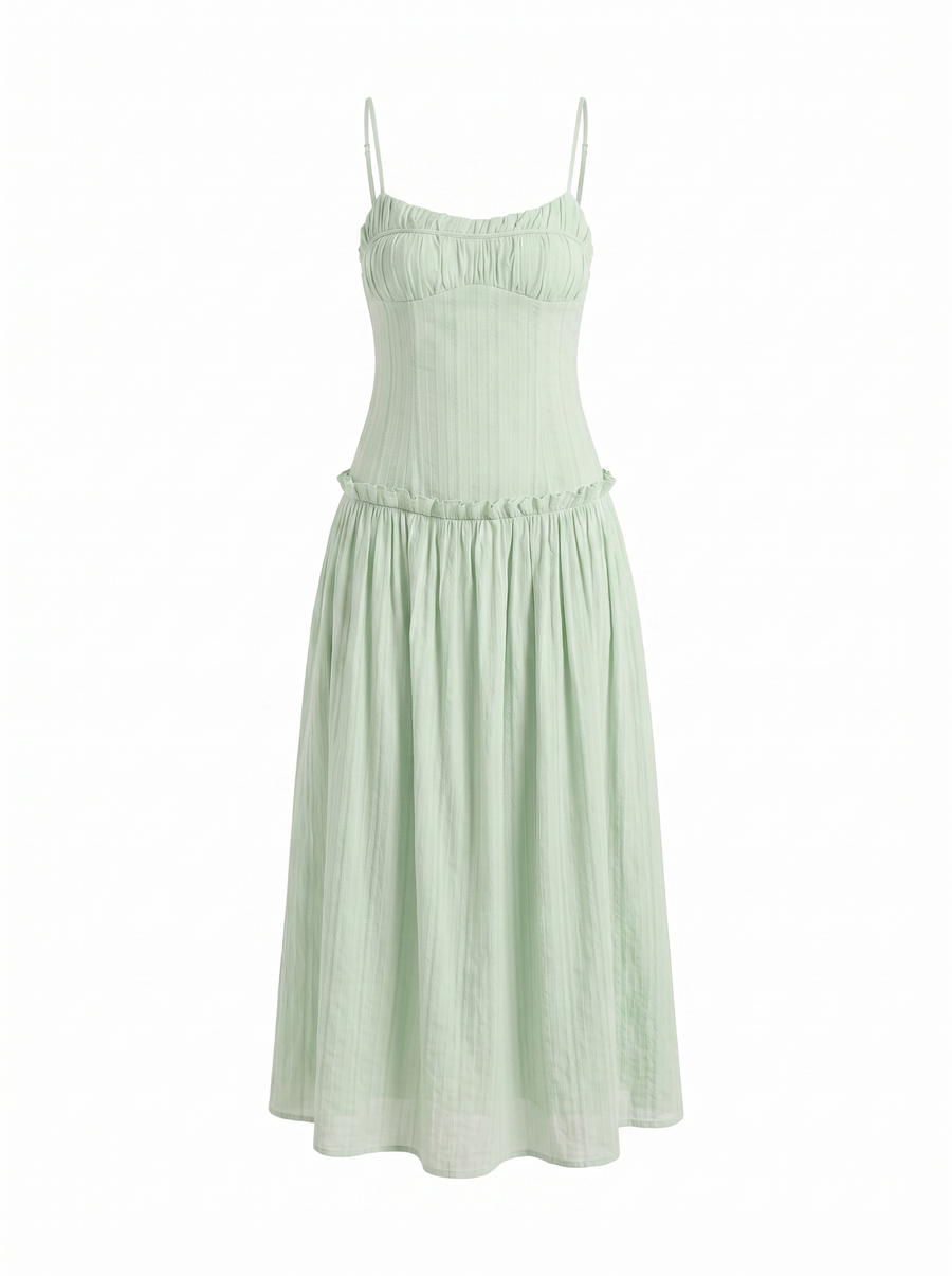 Elena Ruched Bodice Spaghetti Strap Maxi Dress