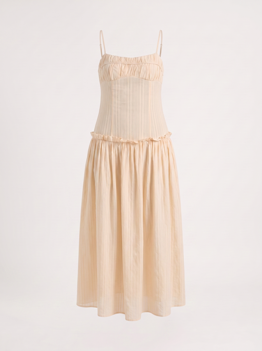 Elena Ruched Bodice Spaghetti Strap Maxi Dress