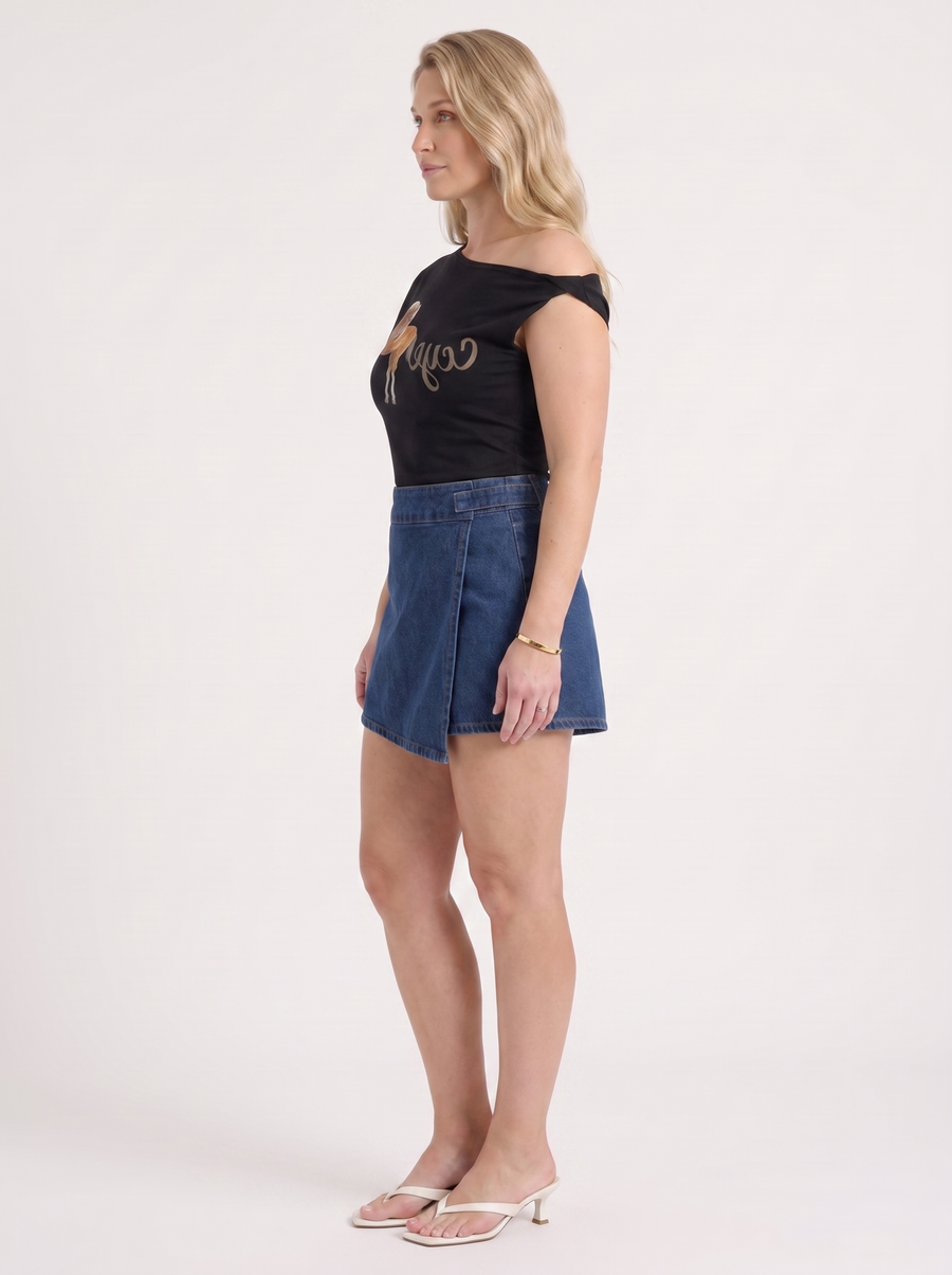 Alina Printed Off Shoulder Short Sleeve Top