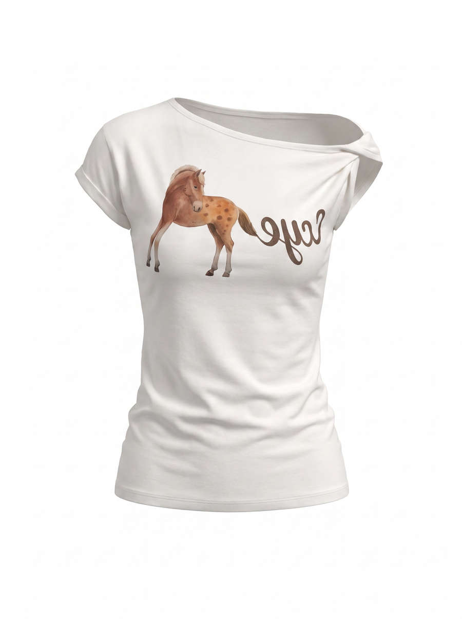 Alina Printed Off Shoulder Short Sleeve Top