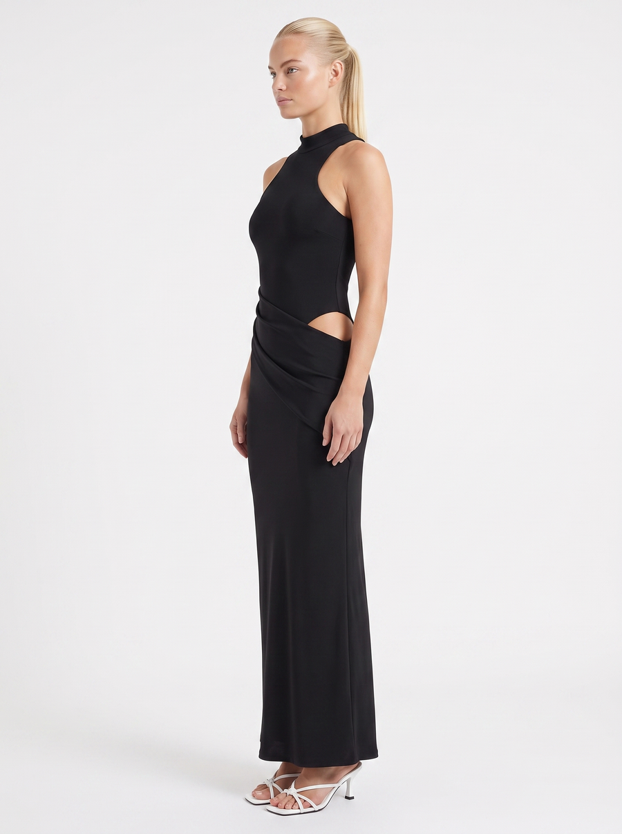 Hester Mock Neck Fitted Maxi Dress