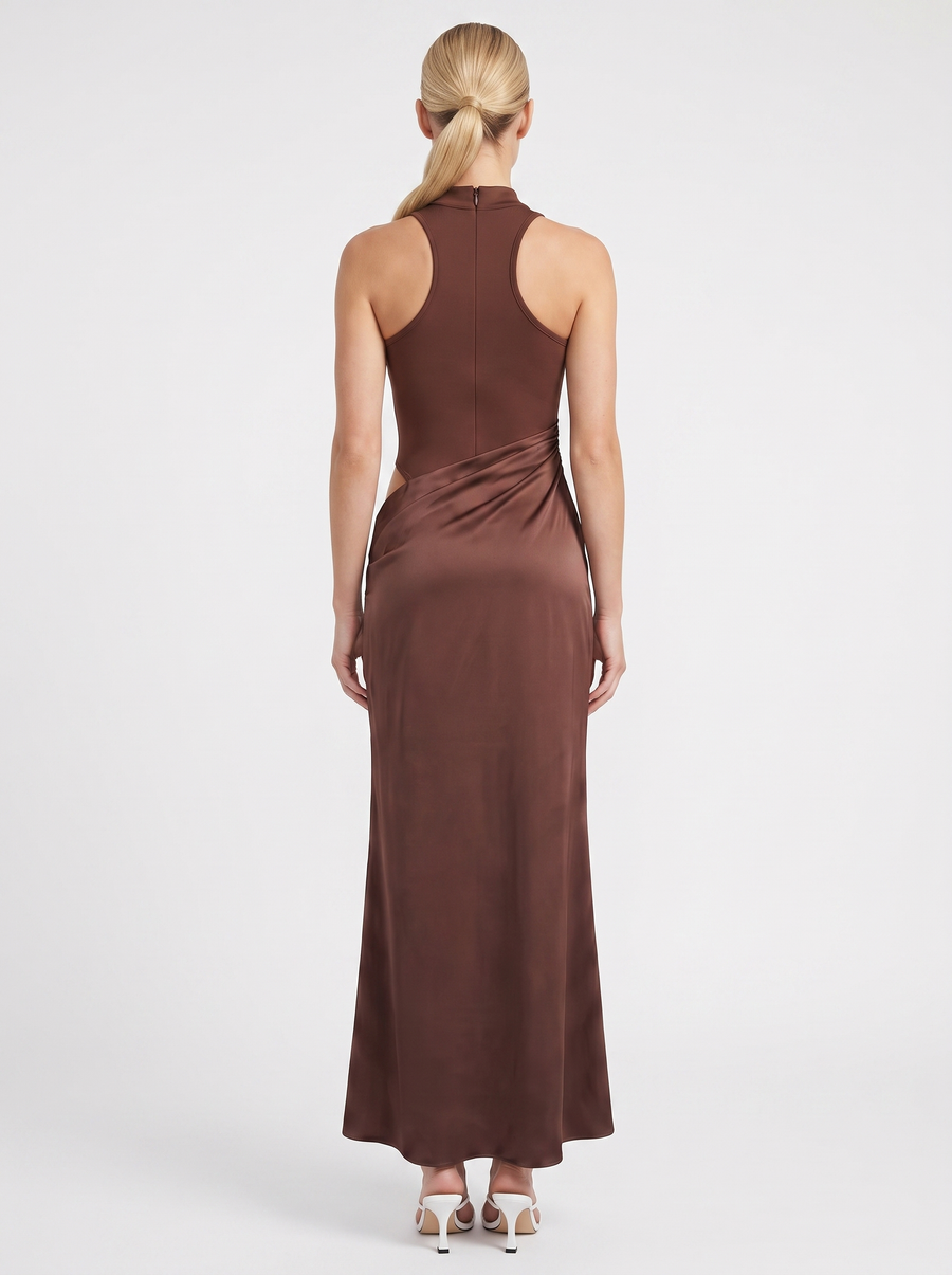 Hester Mock Neck Fitted Maxi Dress
