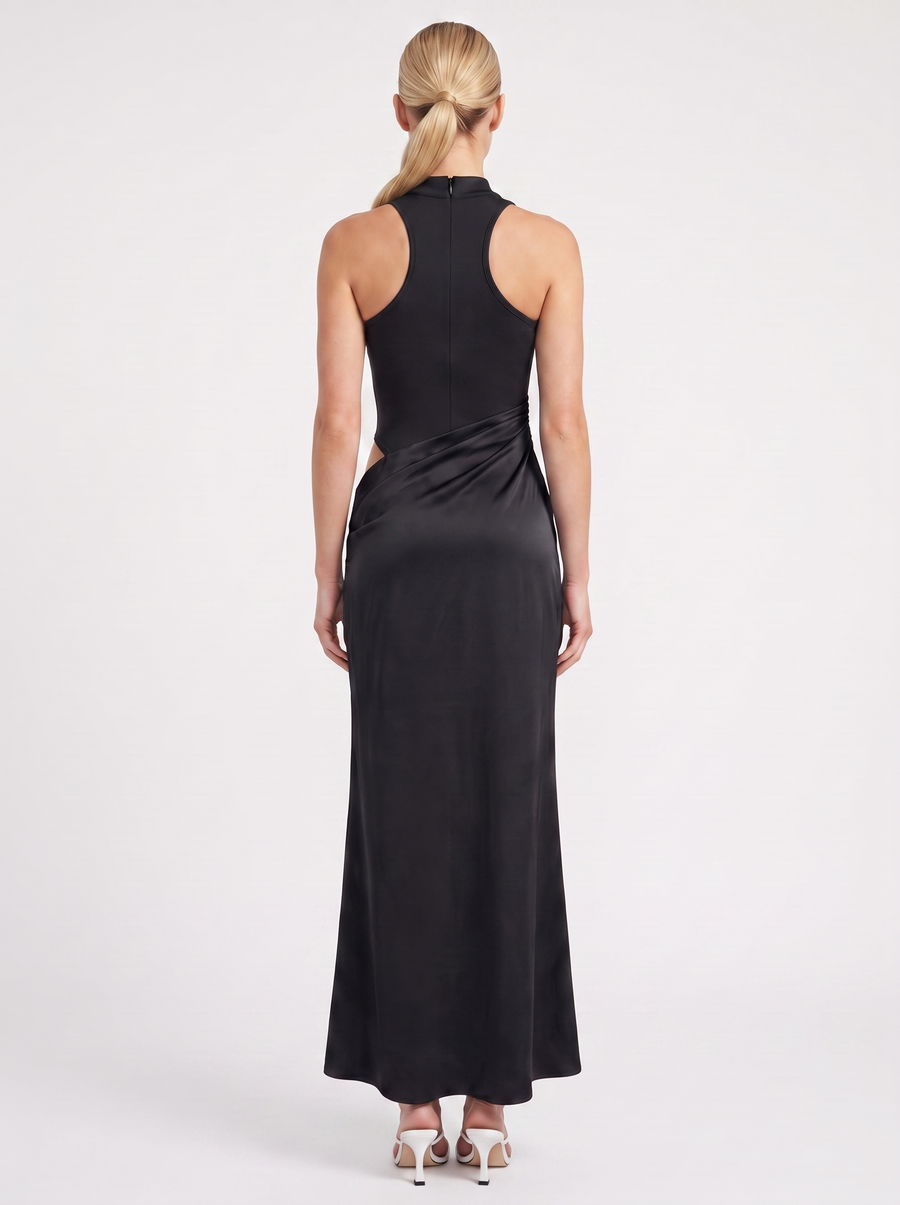 Hester Mock Neck Fitted Maxi Dress