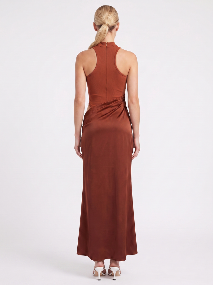 Hester Mock Neck Fitted Maxi Dress