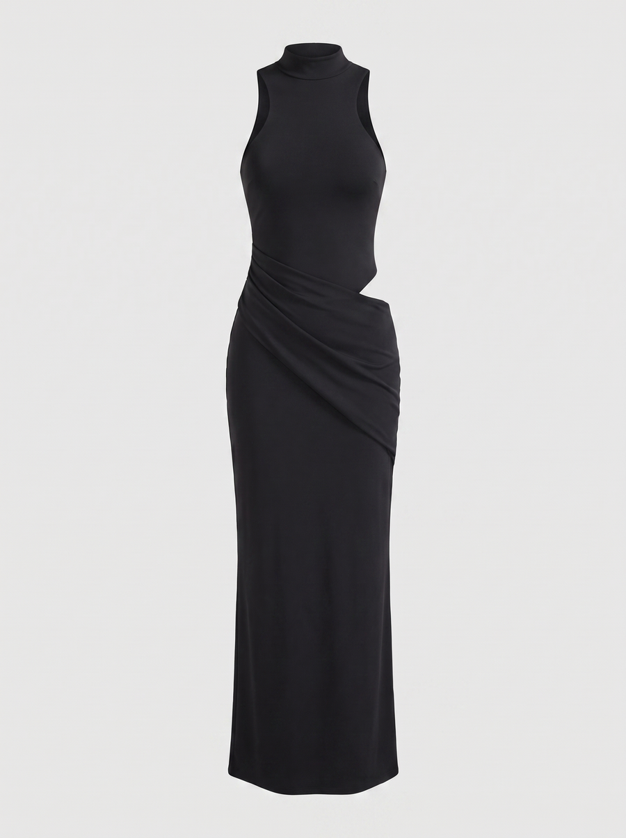 Hester Mock Neck Fitted Maxi Dress