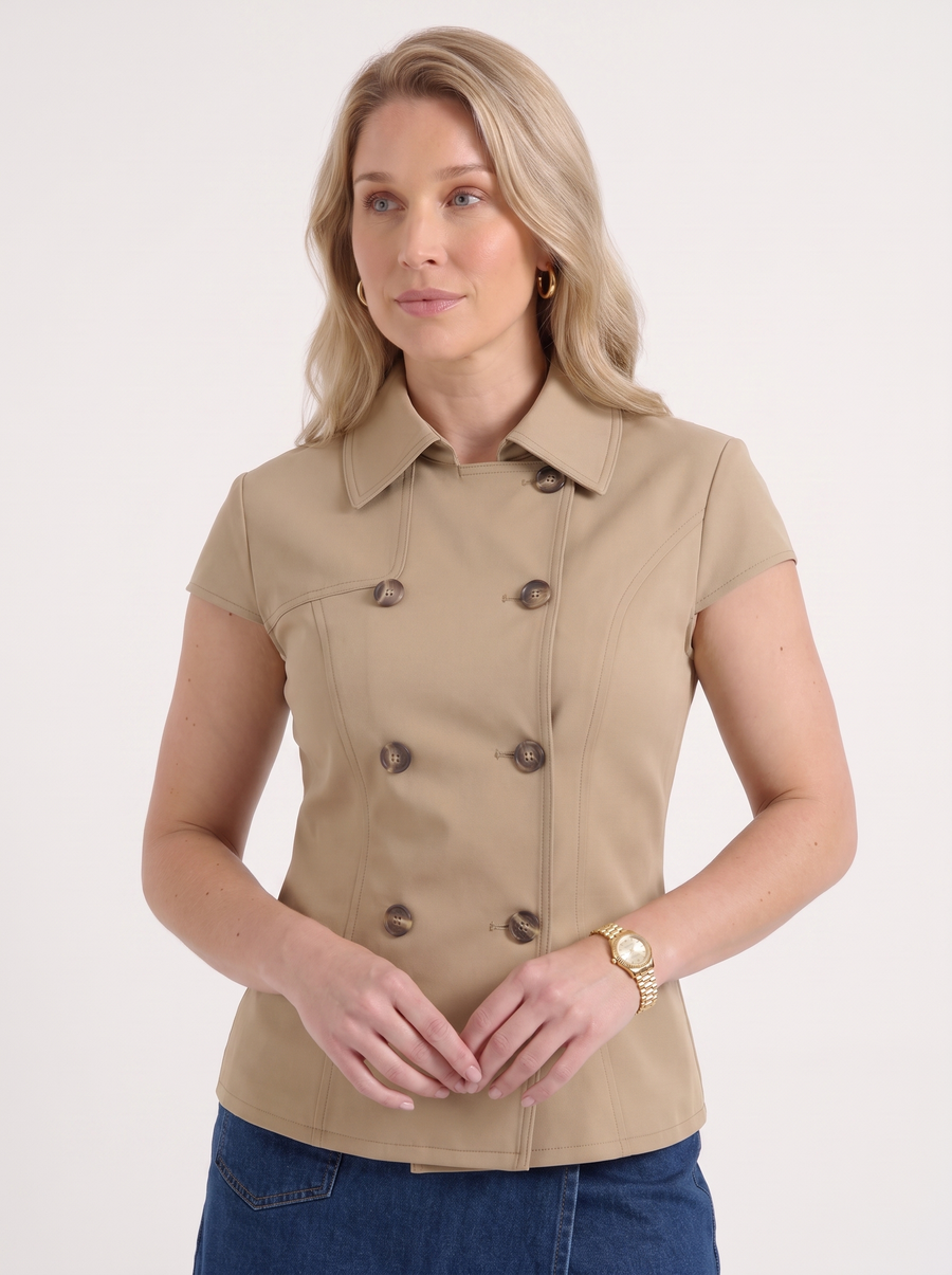 Marley Double Breasted Lapel Blouse