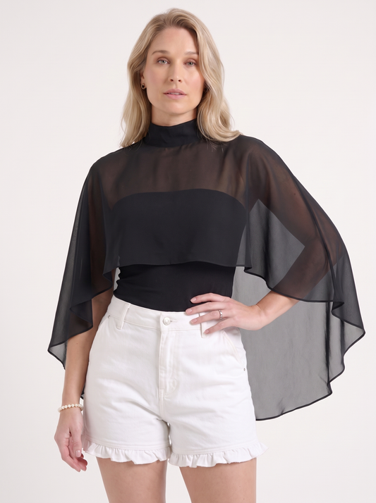 Alexa Sheer Cape Sleeve Top