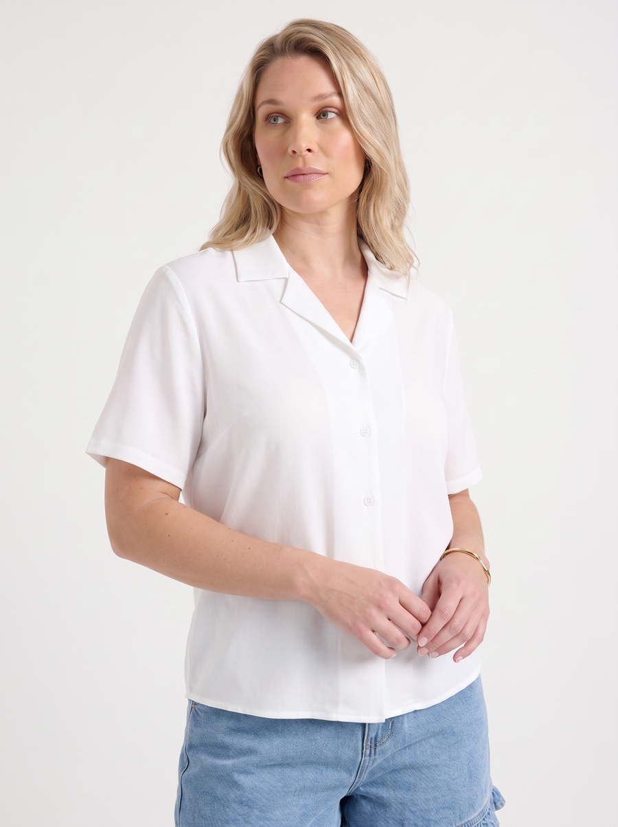 Angelie Lapel Collar Short Sleeve Blouse
