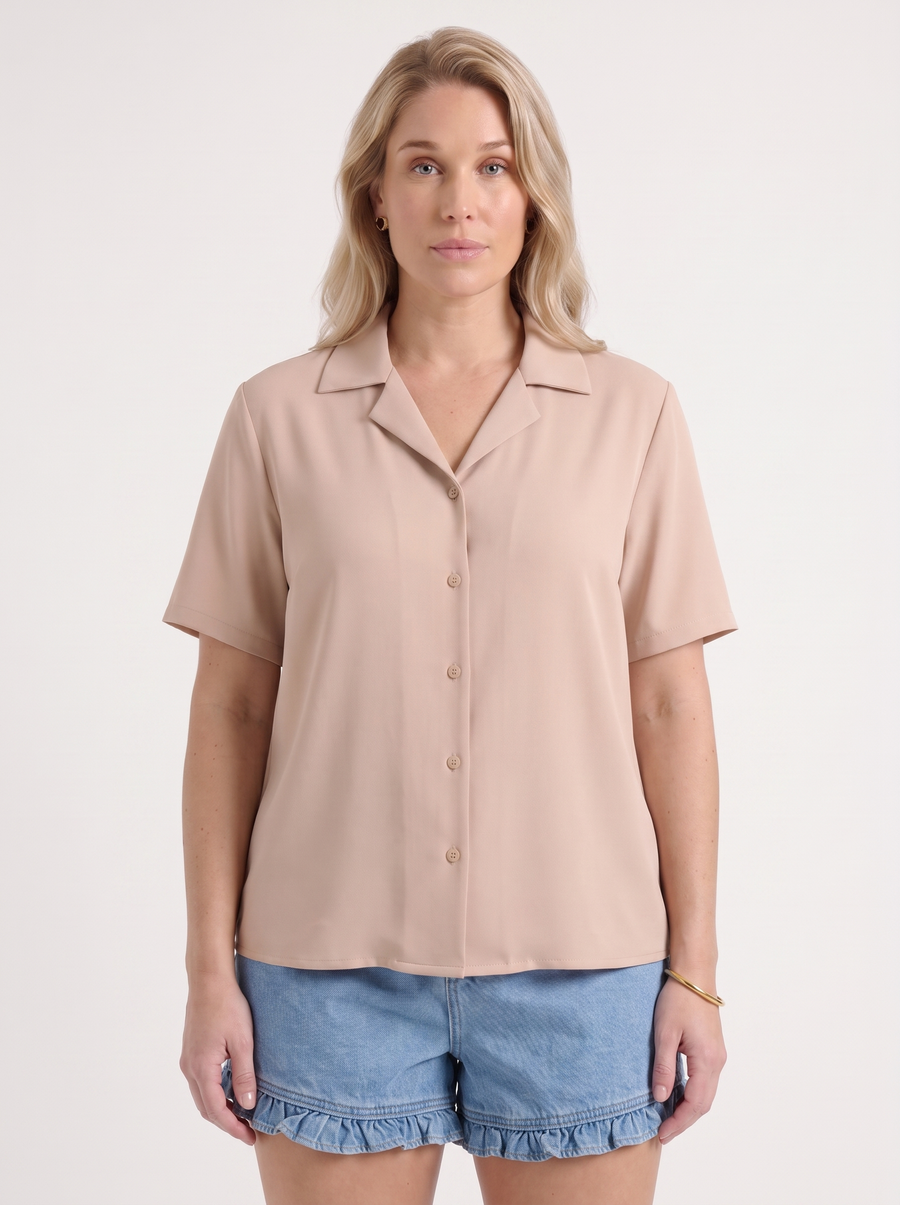 Angelie Lapel Collar Short Sleeve Blouse