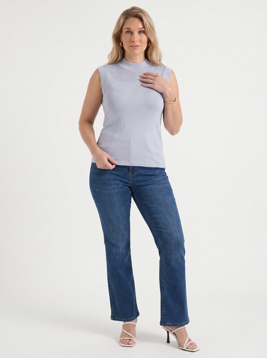 Gemma Mesh Panel Ribbed Top