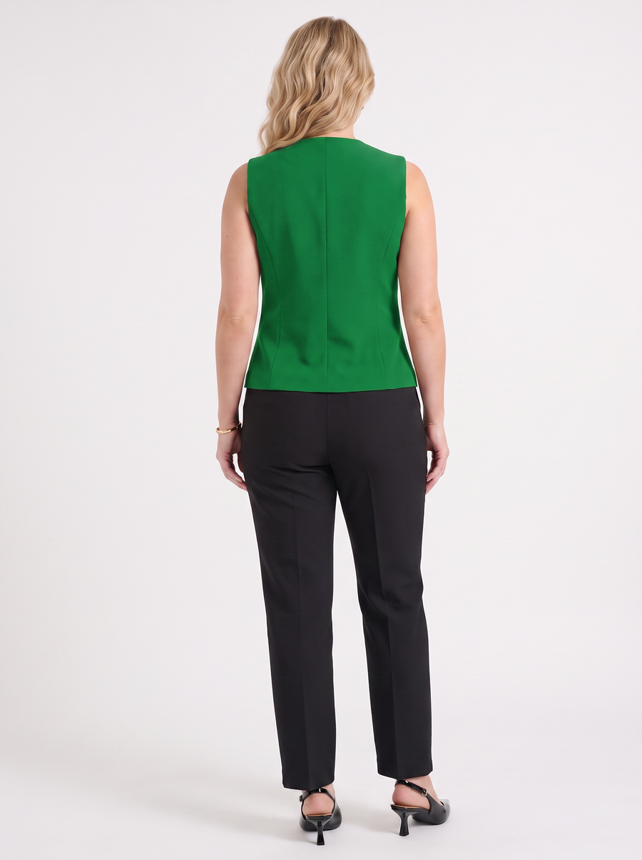 Cora V Neck Button Front Vest with Pockets