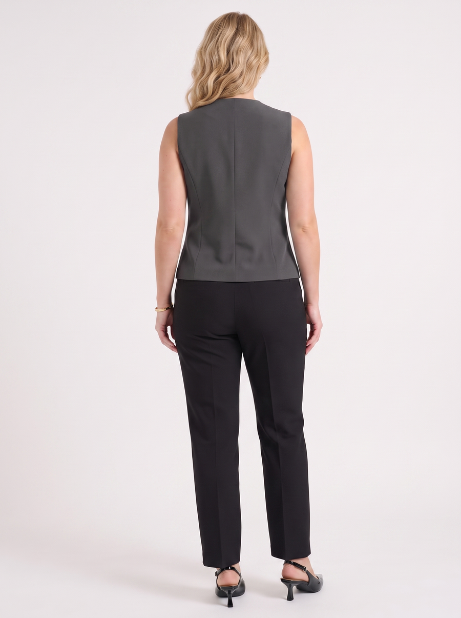 Cora V Neck Button Front Vest with Pockets