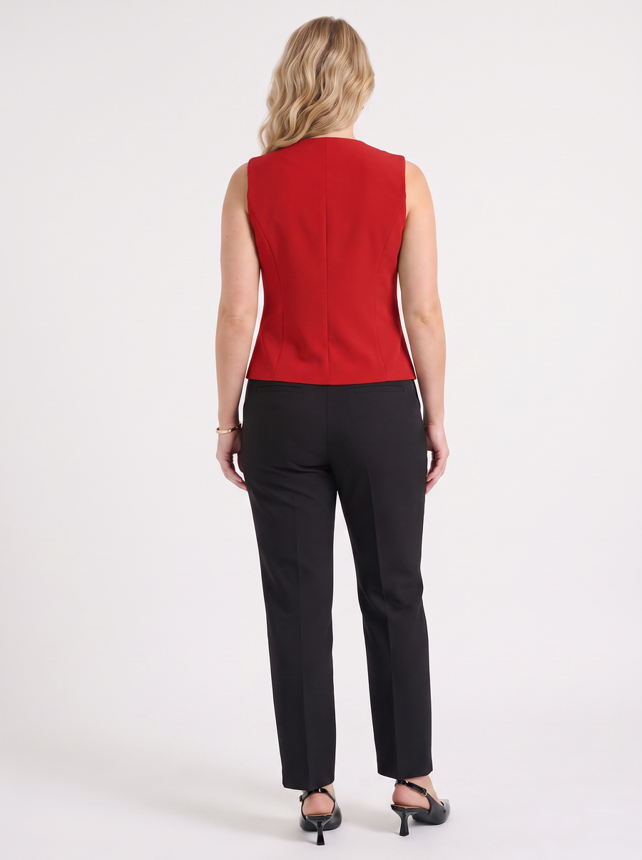 Cora V Neck Button Front Vest with Pockets