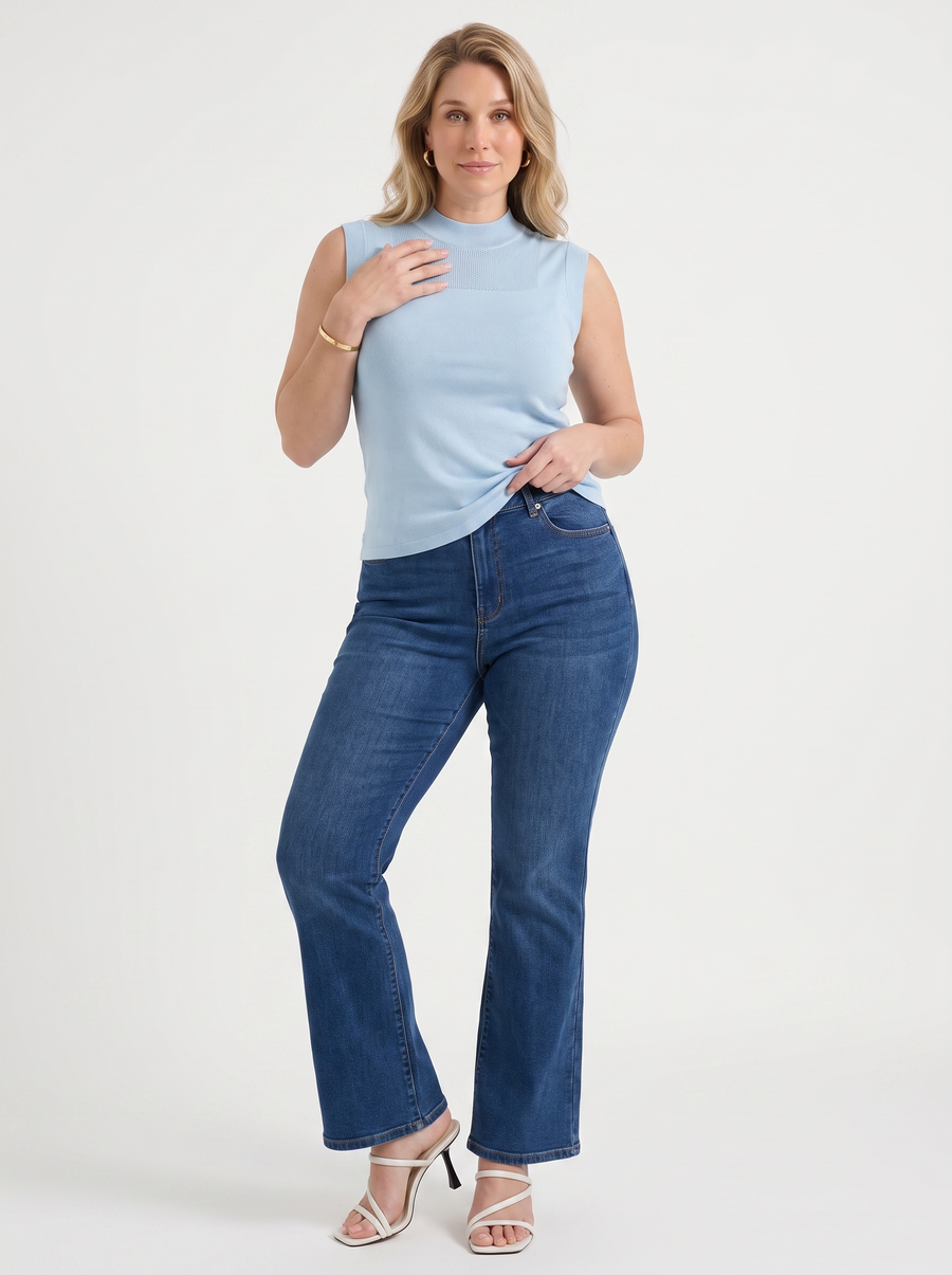 Gemma Mesh Panel Ribbed Top