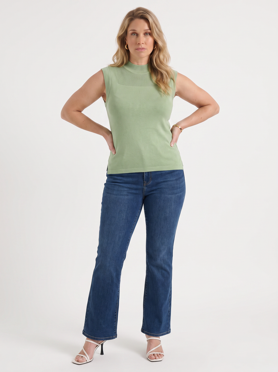 Gemma Mesh Panel Ribbed Top