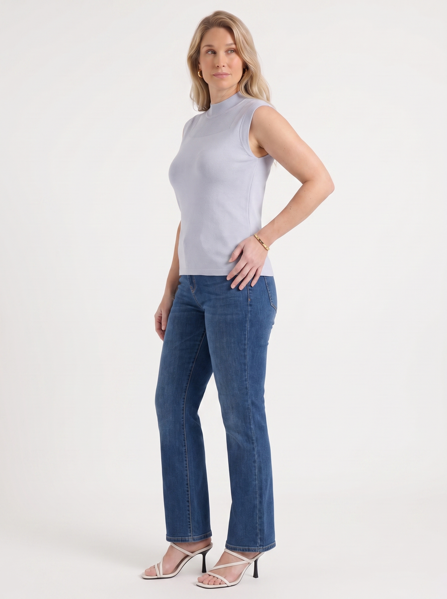 Gemma Mesh Panel Ribbed Top