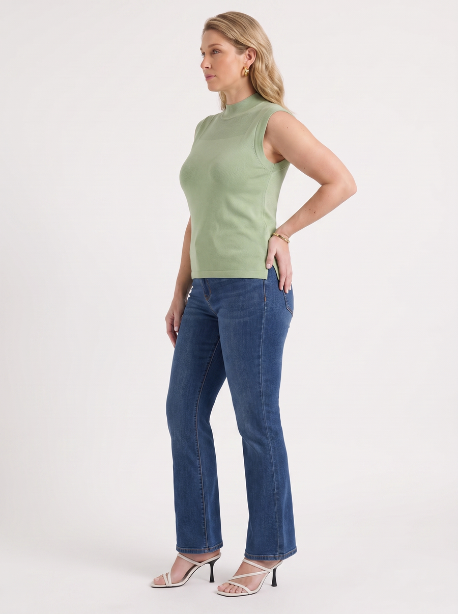 Gemma Mesh Panel Ribbed Top