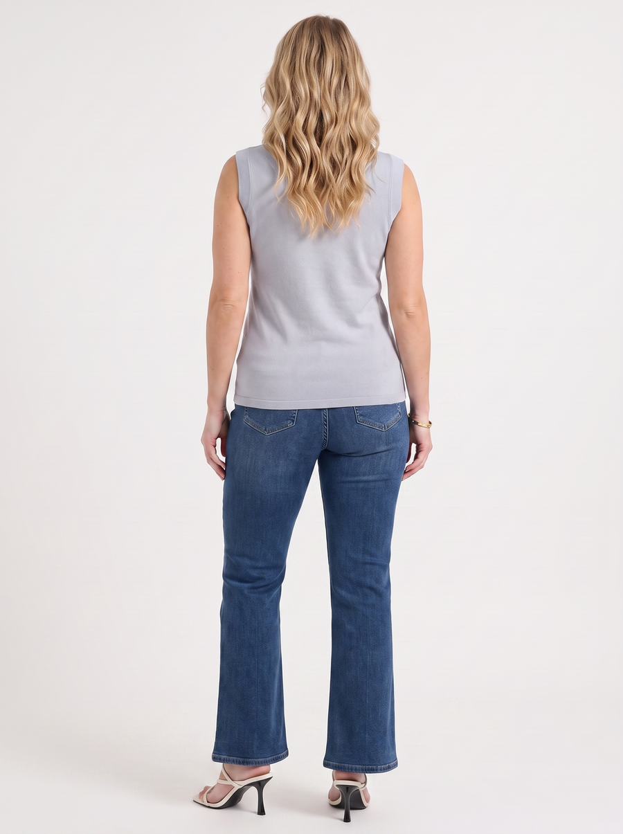 Gemma Mesh Panel Ribbed Top