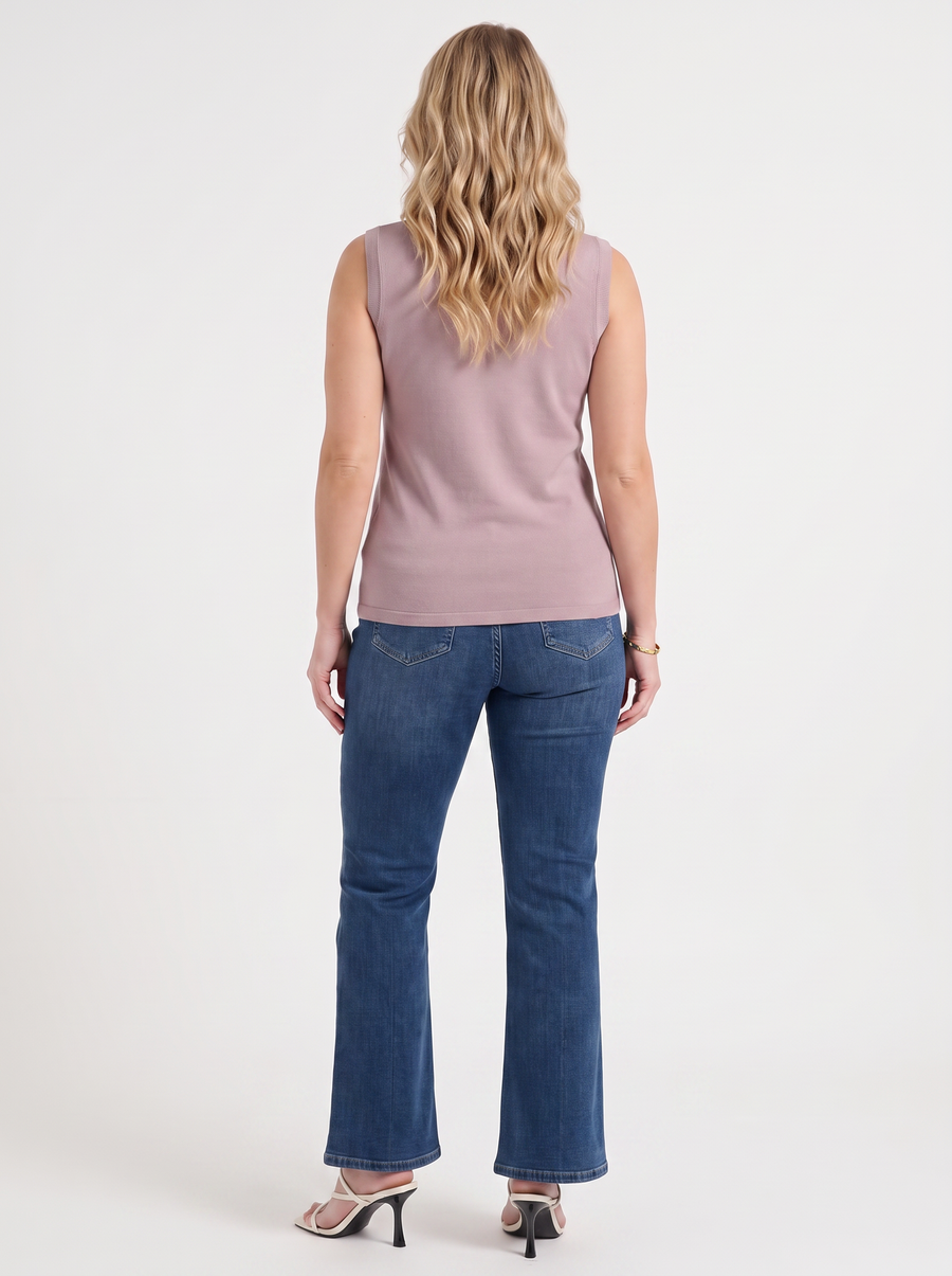 Gemma Mesh Panel Ribbed Top