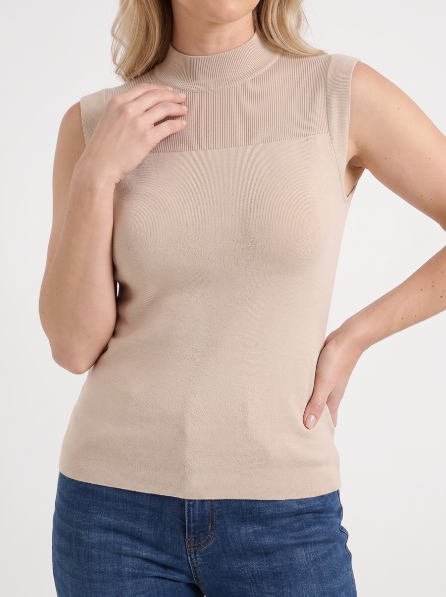 Gemma Mesh Panel Ribbed Top