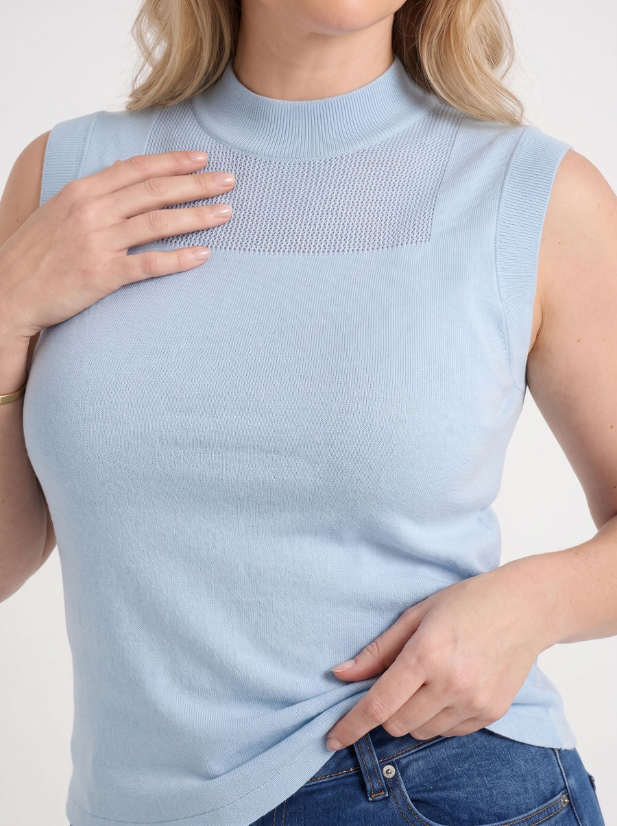 Gemma Mesh Panel Ribbed Top