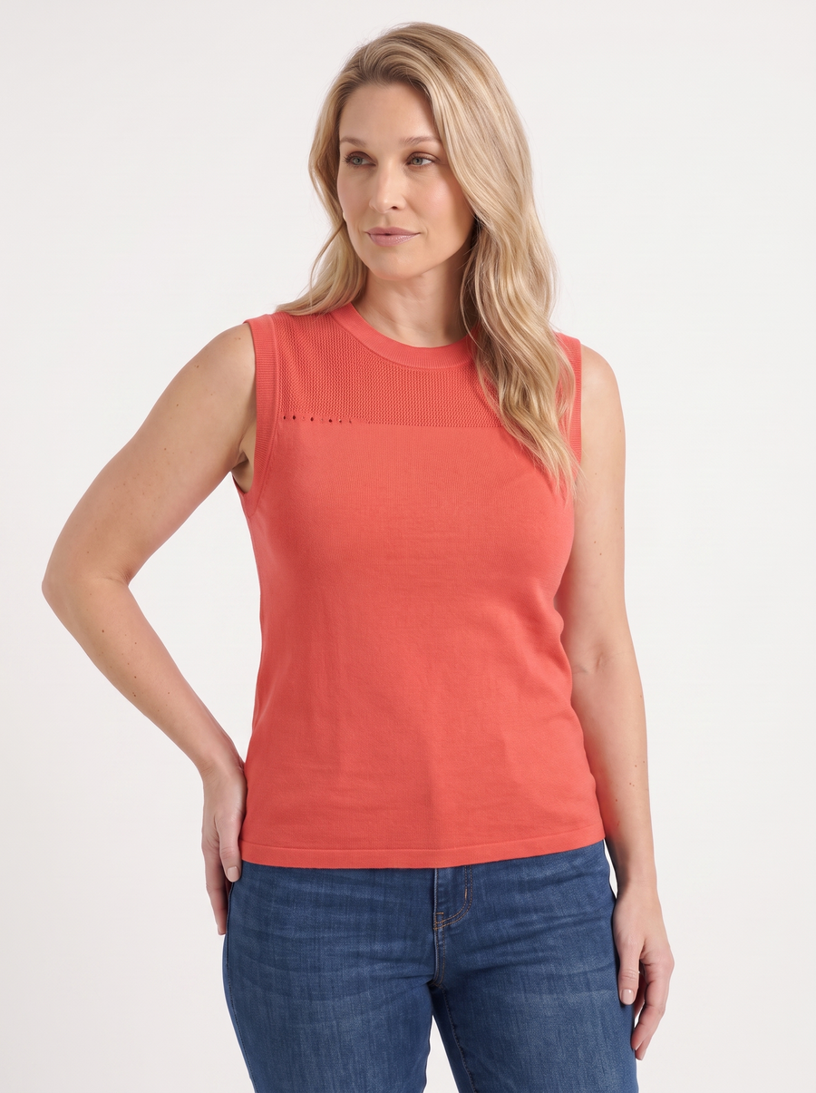 Gemma Mesh Panel Ribbed Top