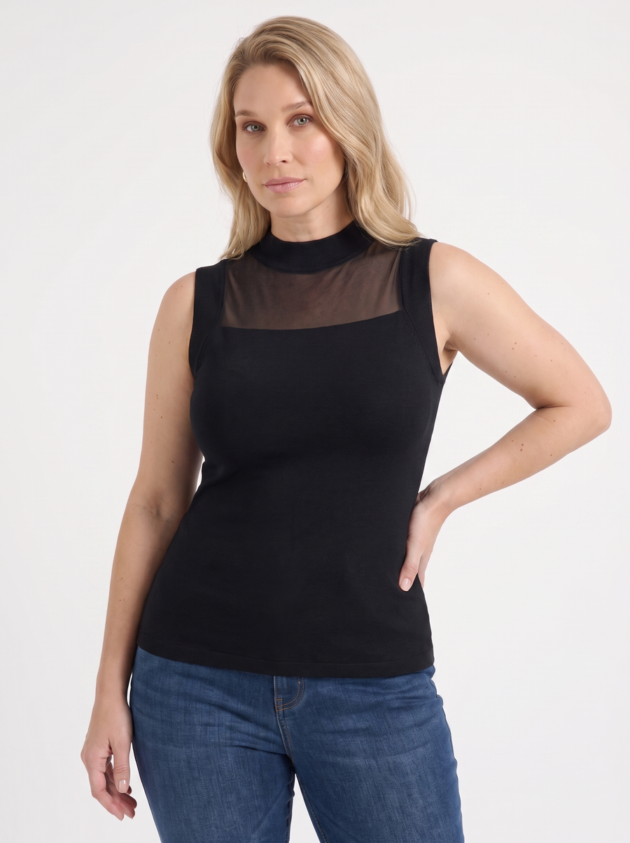 Gemma Mesh Panel Ribbed Top