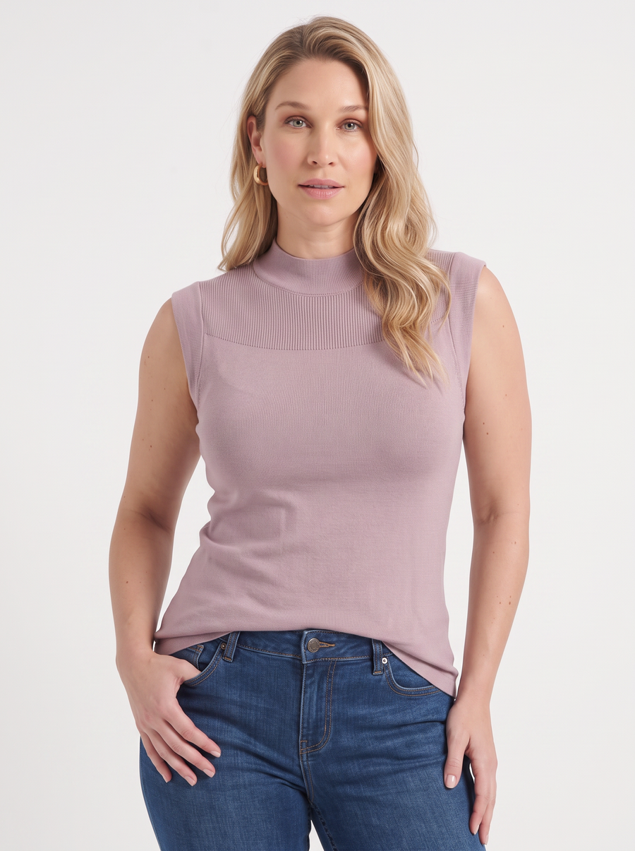 Gemma Mesh Panel Ribbed Top