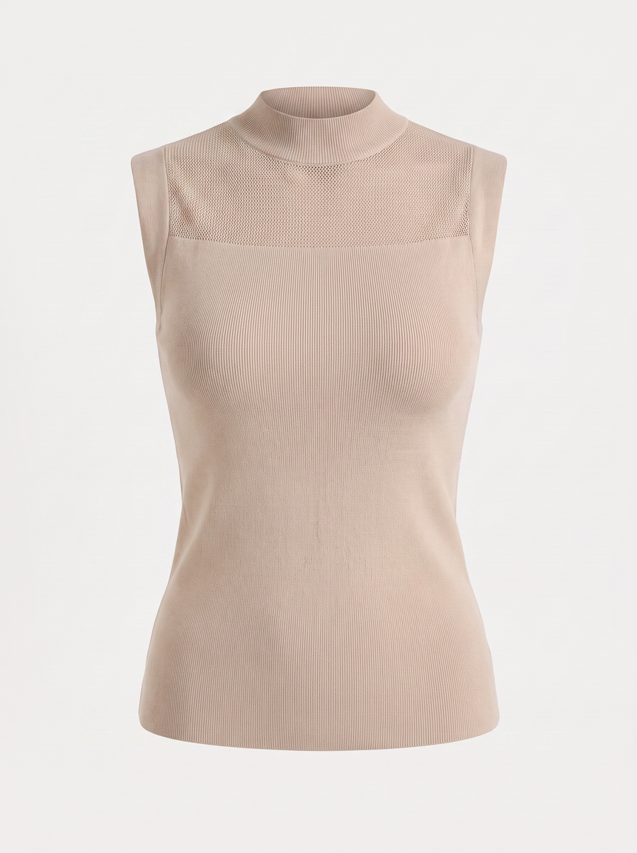 Gemma Mesh Panel Ribbed Top