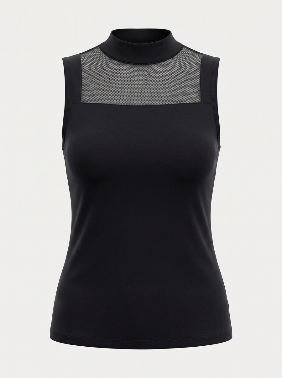 Gemma Mesh Panel Ribbed Top