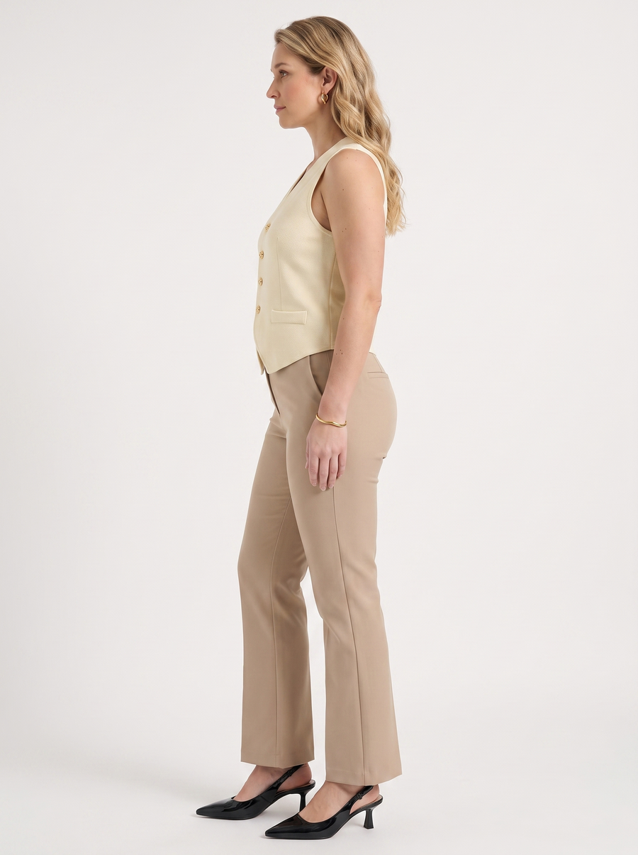 Misty Gold Button V Neck Vest