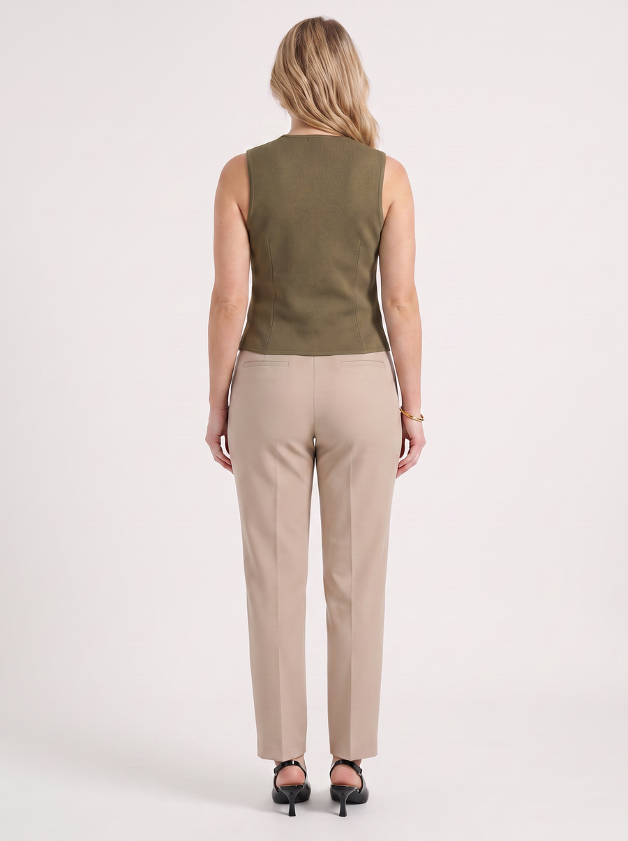 Misty Gold Button V Neck Vest
