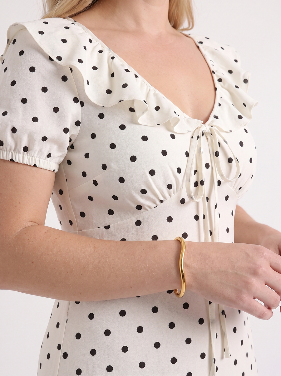 Mavis Polka Dot Ruffle Collar Midi Dress