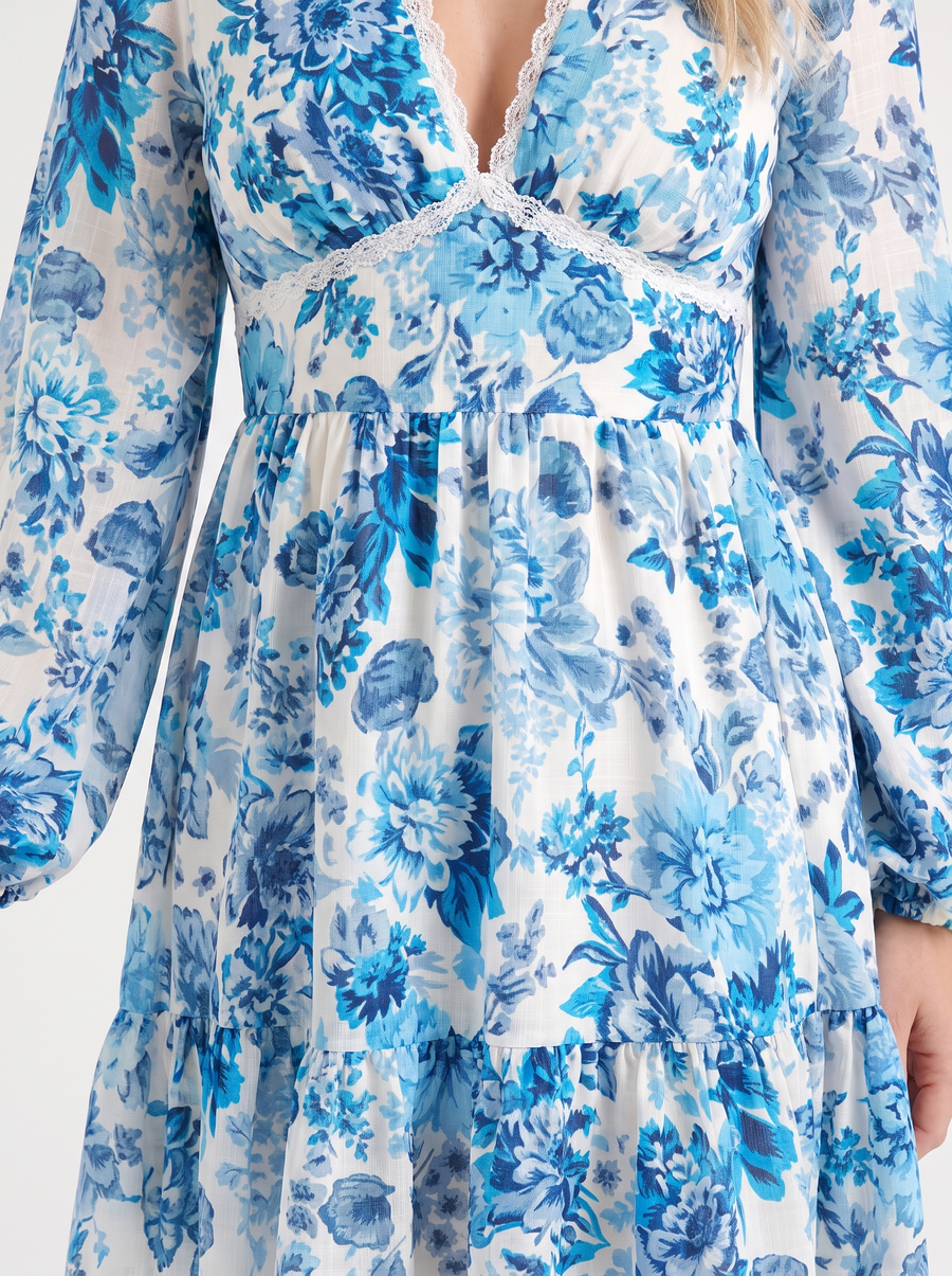 Kai Floral Balloon Sleeve Mini Dress