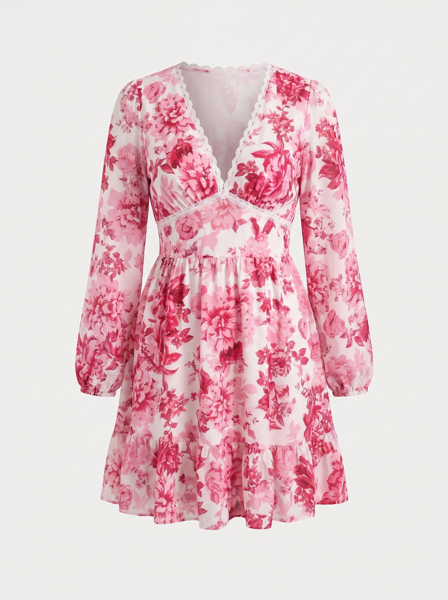 Kai Floral Balloon Sleeve Mini Dress