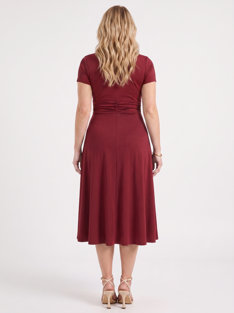 Arden Buckle Wrap Jersey Midi Dress