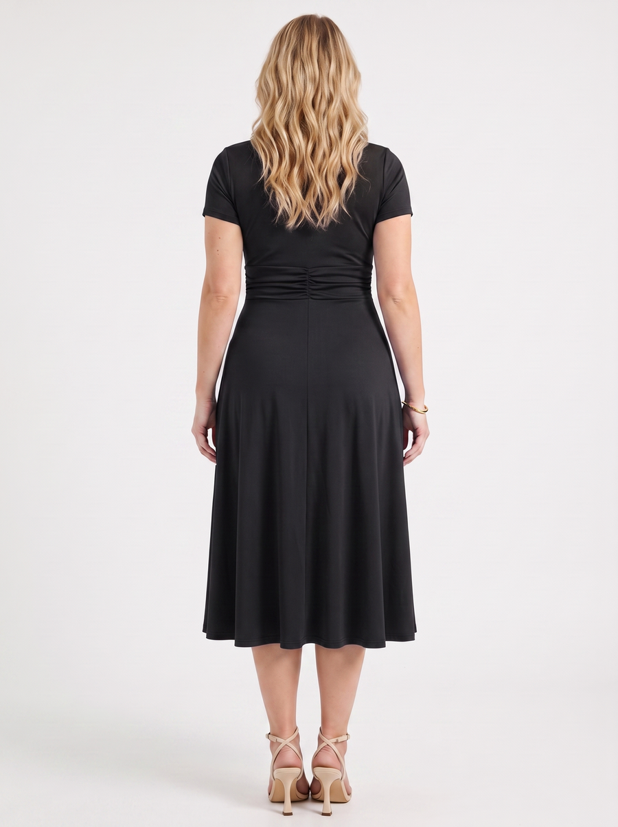 Arden Buckle Wrap Jersey Midi Dress
