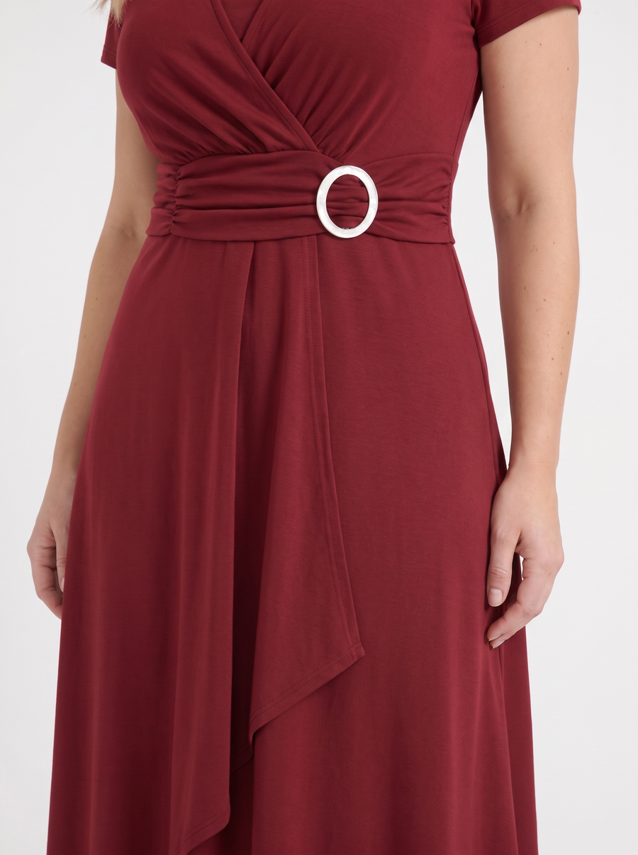 Arden Buckle Wrap Jersey Midi Dress