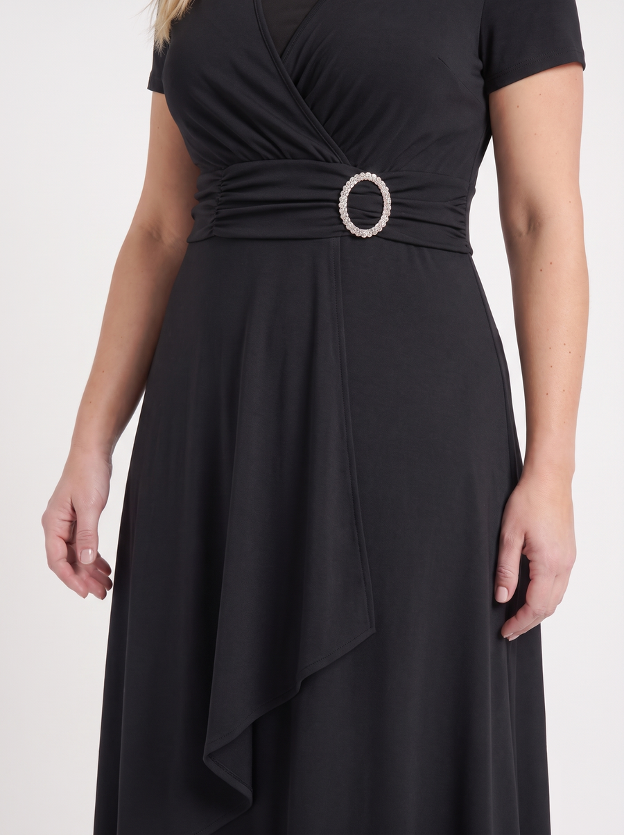 Arden Buckle Wrap Jersey Midi Dress