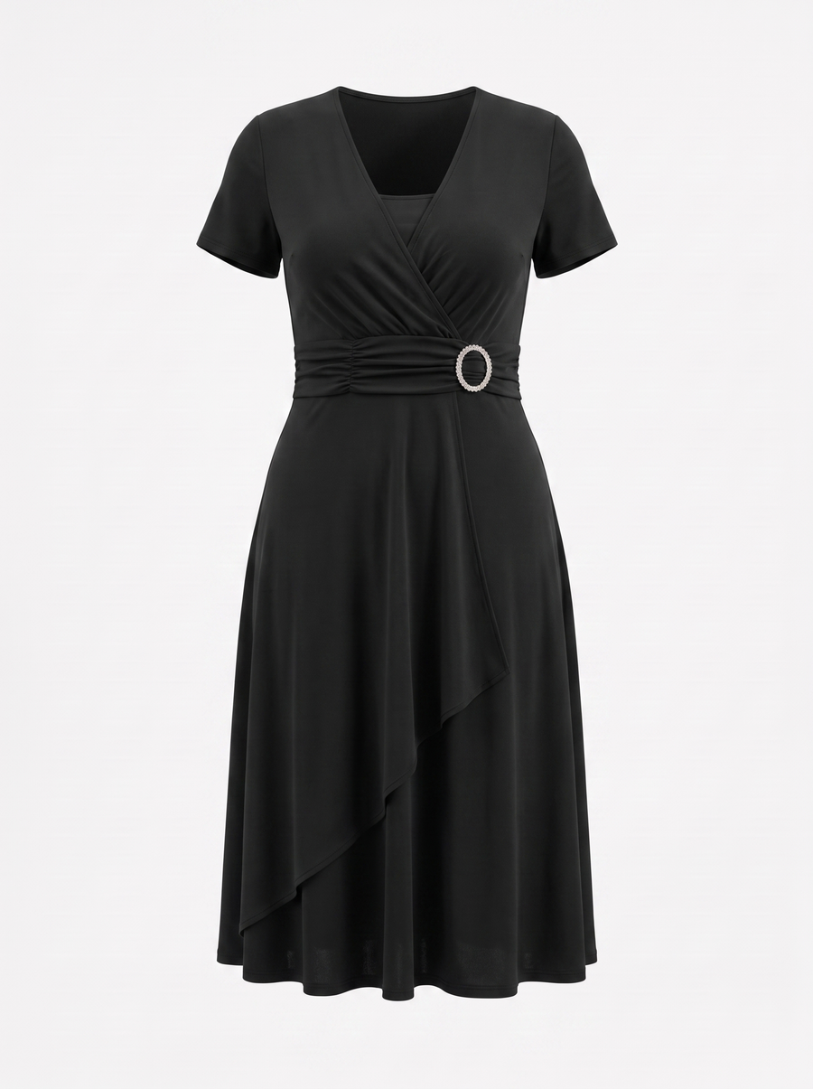 Arden Buckle Wrap Jersey Midi Dress