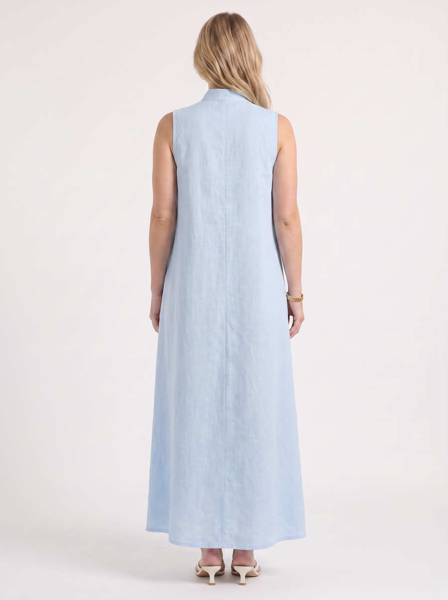Rosie Mandarin Collar Frog Button Maxi Dress